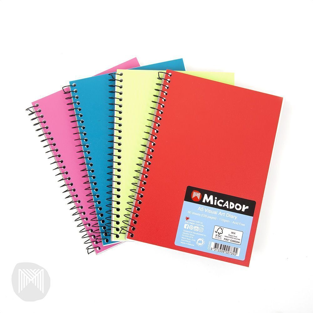 VISUAL ART DIARY MICADOR A5 ASST COLOURS