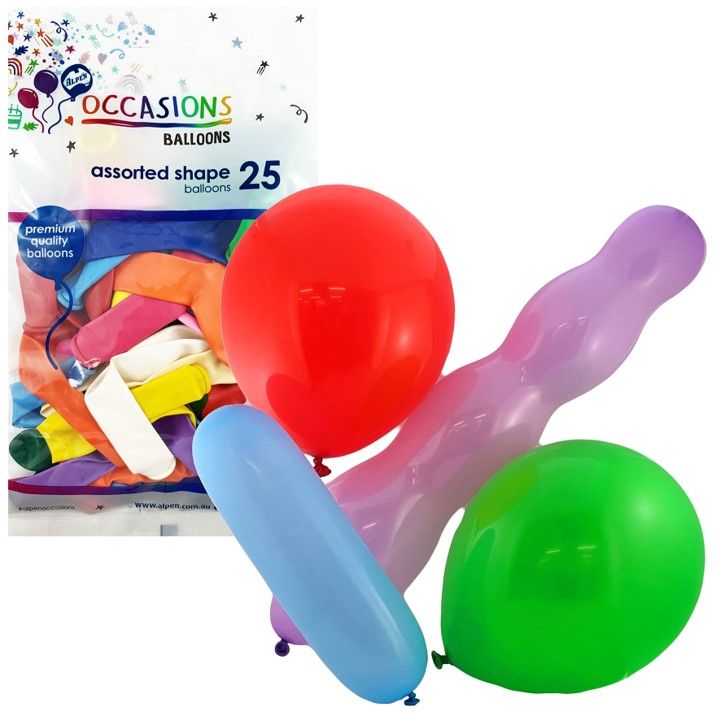 BALLOONS ALPEN ASST SHAPES 25'S
