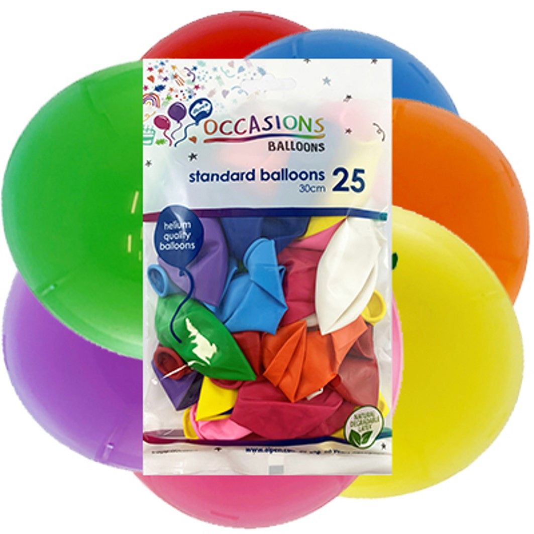 BALLOONS ALPEN 30CM STANDARD ASSORTED PK25