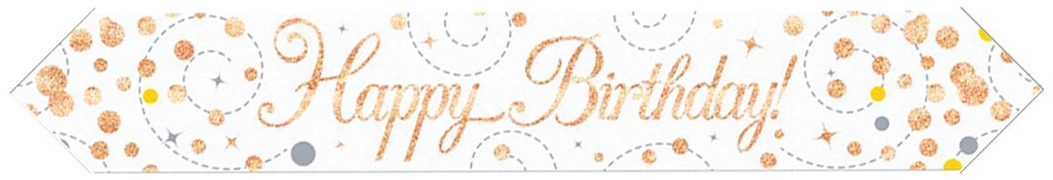 BANNER ALPEN 2.7M HAPPY BIRTHDAY SPARKLING FIZZ ROSE GOLD