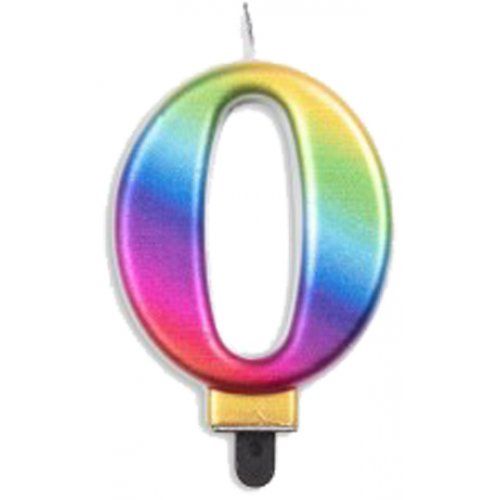 CANDLE ALPEN NUMERAL #0 METALLIC RAINBOW