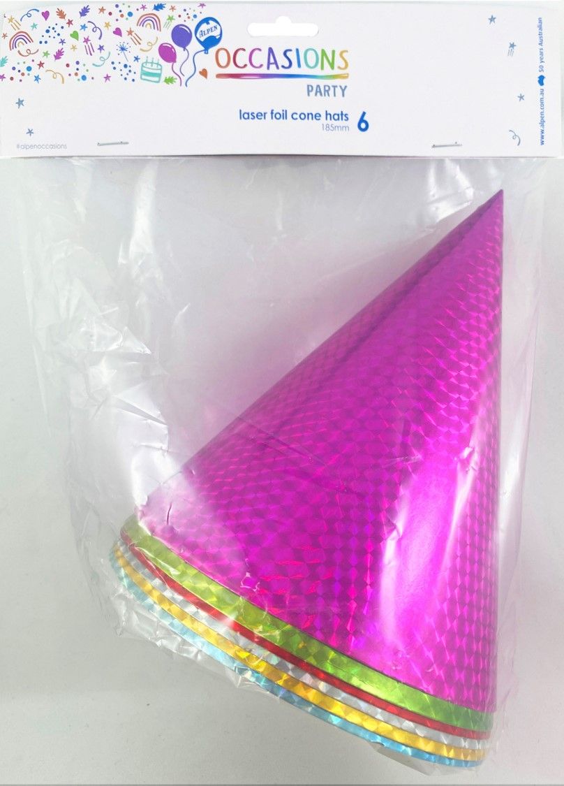 PARTY HATS ALPEN LASER CONE 6'S