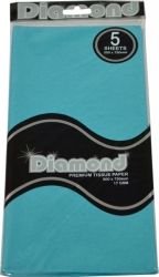 TISSUE PAPER DIAMOND 500X750MM 17GSM AQUA 5 SHTS
