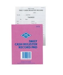 DAILY CASH REGISTER RECORD PAD ZIONS DCR