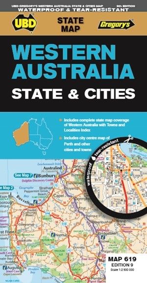 MAP UBD/GRE 690 X 920 WESTERN AUSTRALIA STATE & CITIES 619 9TH ED