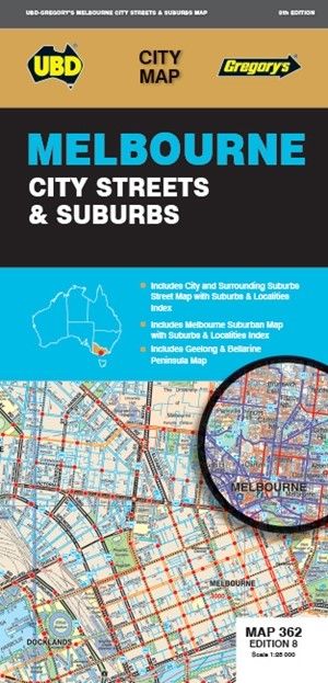 MAP UBD/GRE MELBOURNE CITY STREETS & SUBURBS 362 8TH ED