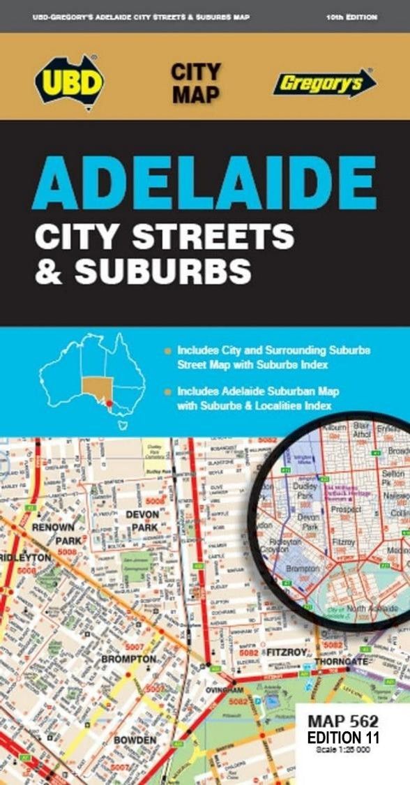 MAP UBD/GRE ADELAIDE CITY STREETS & SUBURBS 562 11TH ED