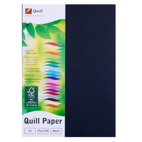 COPY PAPER QUILL A4 80GSM BLACK PK100