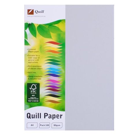 COPY PAPER QUILL A4 80GSM GREY PK100