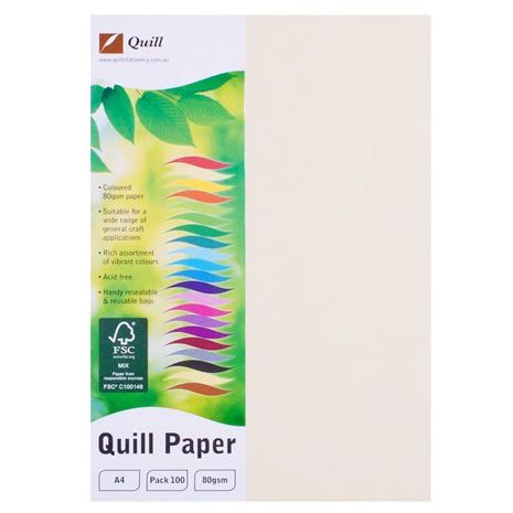 COPY PAPER QUILL A4 80GSM CREAM PK100