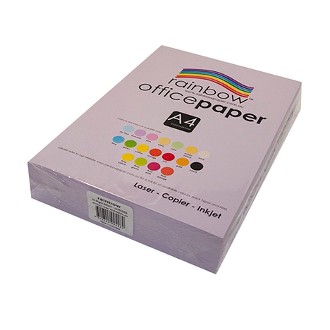 COPY PAPER RAINBOW A4 80GSM OFFICE PASTEL LAVENDER PK500