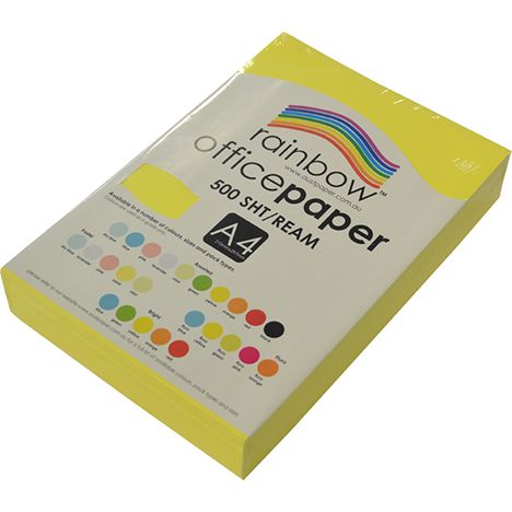 COPY PAPER RAINBOW A4 75GSM FLURO YELLOW PK500