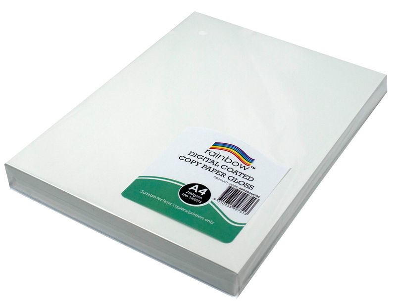 DIGITAL COPY PAPER RAINBOW A4 GLOSS 250GSM WHITE PK100