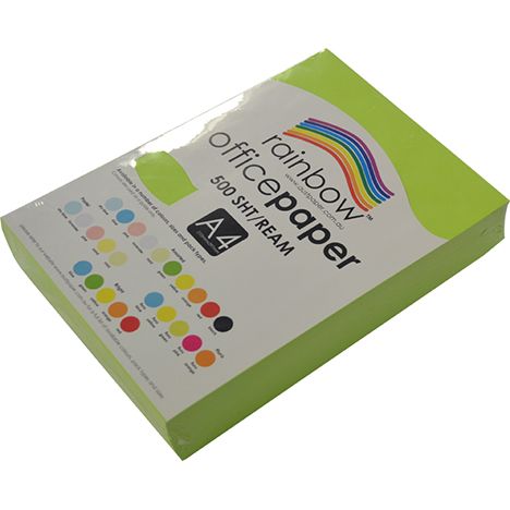 COPY PAPER RAINBOW A4 75GSM FLURO GREEN PK500