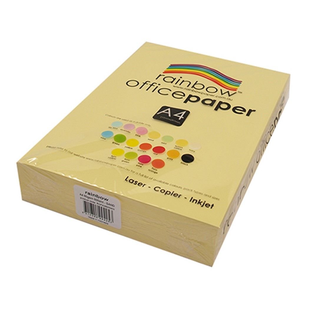 COPY PAPER RAINBOW A4 80GSM OFFICE PASTEL SAND PK500