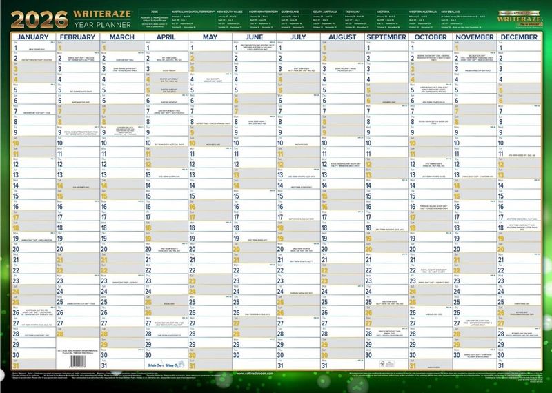 PLANNER 2026 COLLINS 500X700MM 11880 QC2 LAMINATED RECYCLED
