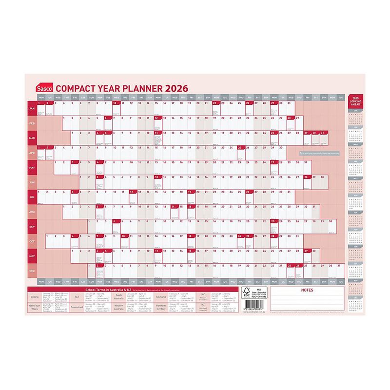 PLANNER 2026 SASCO 594X420MM COMPACT YTV