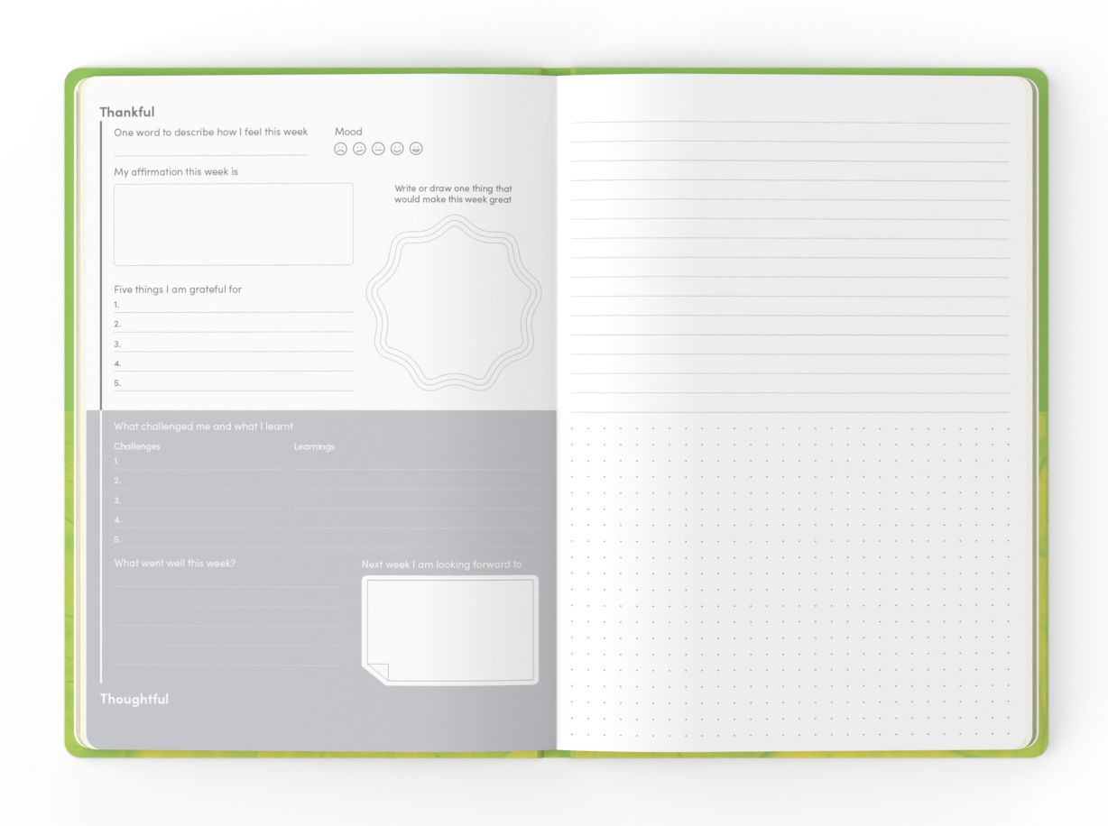 JOURNAL JUMBLE & CO A5 RECYCLED THANKFUL & WISHFUL GREEN