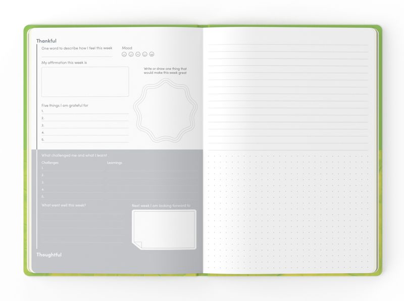 JOURNAL JUMBLE & CO A5 RECYCLED THANKFUL & WISHFUL GREEN