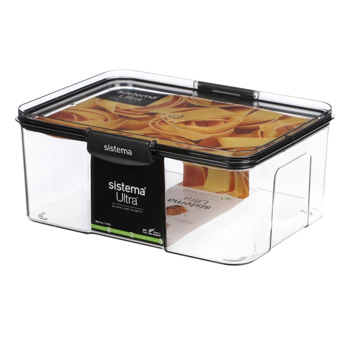 FOOD CONTAINER SISTEMA 2.63L ULTRA RECTANGLE CLEAR/BLACK