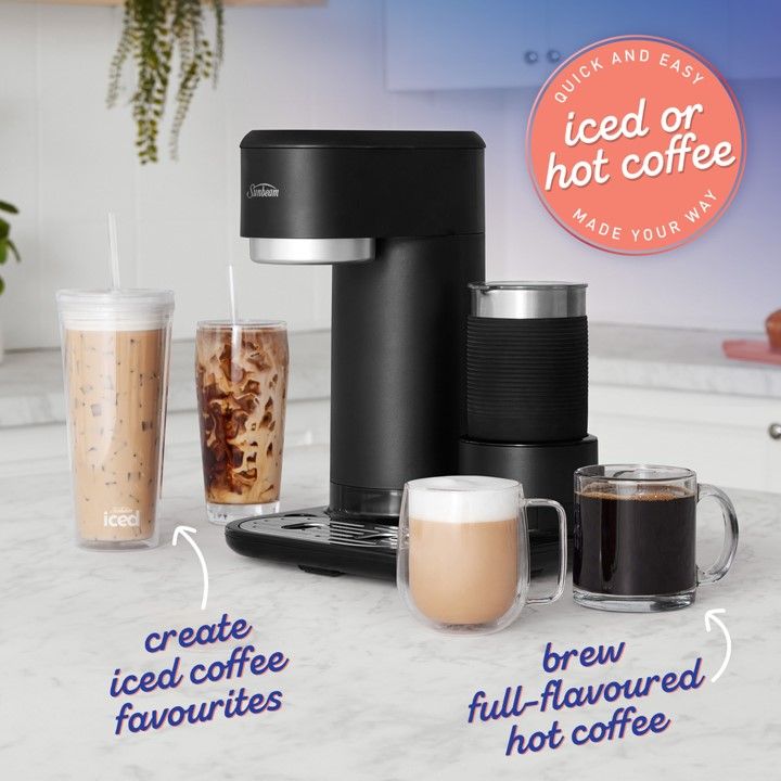 COFFEE MAKER ICED & HOT SUNBEAM 330X265X240MM 650ML CAPACITY BLACK