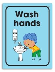 SIGN DURUS 225X300MM SCHOOL WALL WASH HANDS BLUE