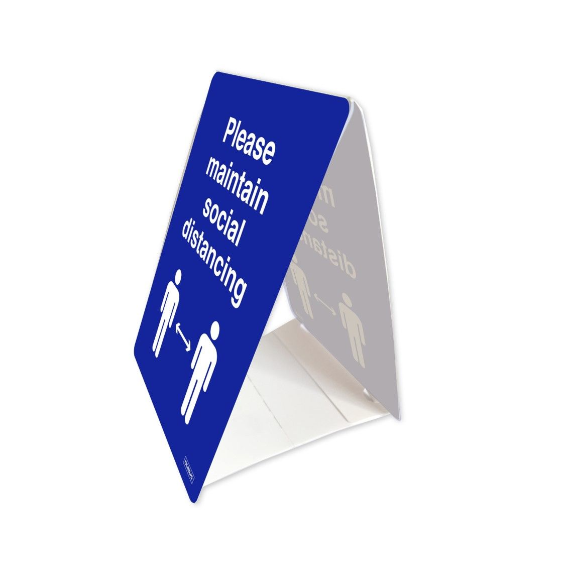 TENT STAND DURUS 100MMX150MM MAINTAIN SOCIAL DISTANCE BLUE AND WHITE