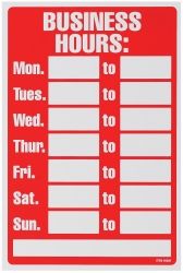 SIGN HEADLINE 203X305MM BUSINESS HOURS