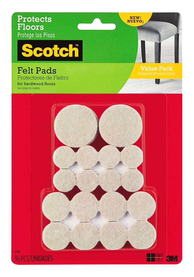 FELT PADS SCOTCH SP842-NA VALUE PACK BEIGE PK36 ASSORTED