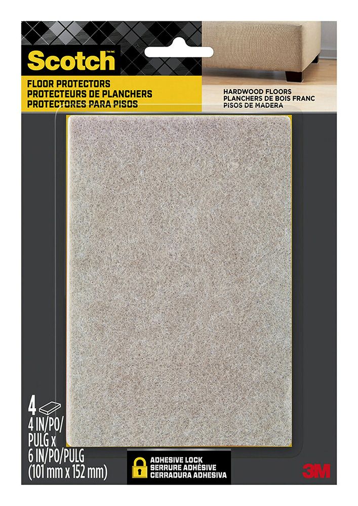 FELT PADS SCOTCH RECTANGLE SP840 BEIGE PK4
