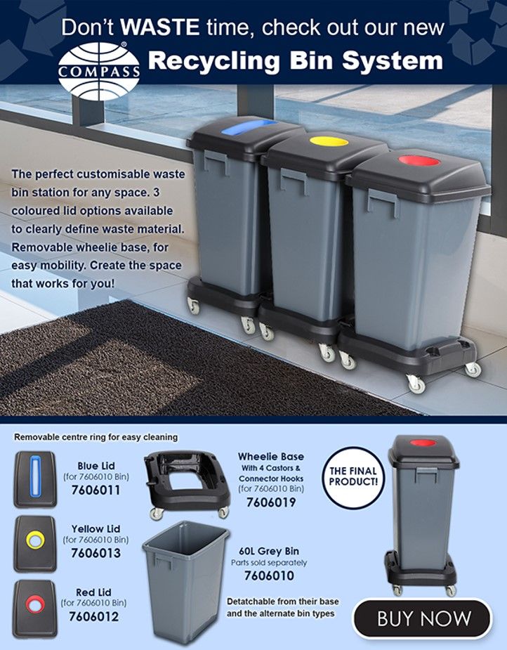BIN COMPASS 60L WASTE/RECYCLING GREY