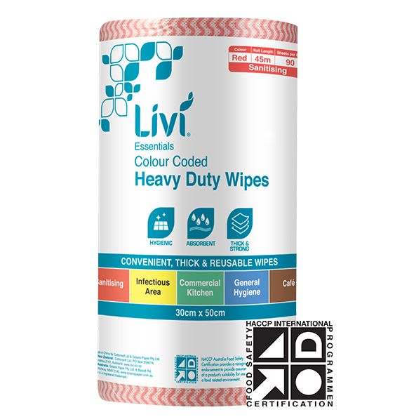 COMMERCIAL WIPES LIVI ESSENTIALS RED