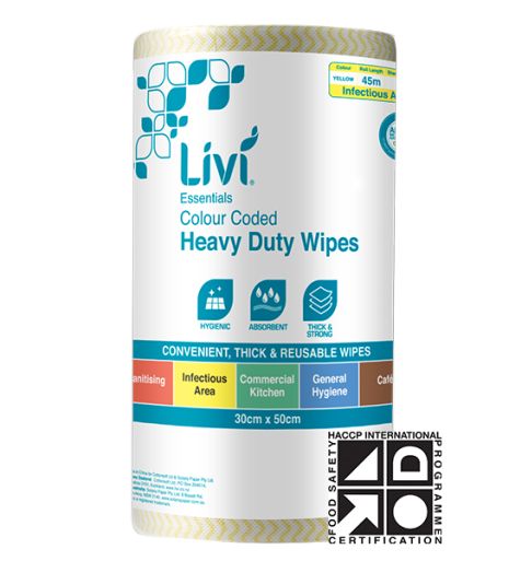 COMMERCIAL WIPES LIVI ESSENTIALS YELLOW