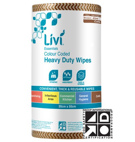 COMMERCIAL WIPES LIVI ESSENTIALS BROWN