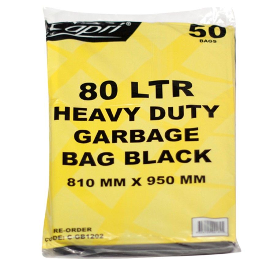 GARBAGE BAGS BLACK 80 LTR PK50