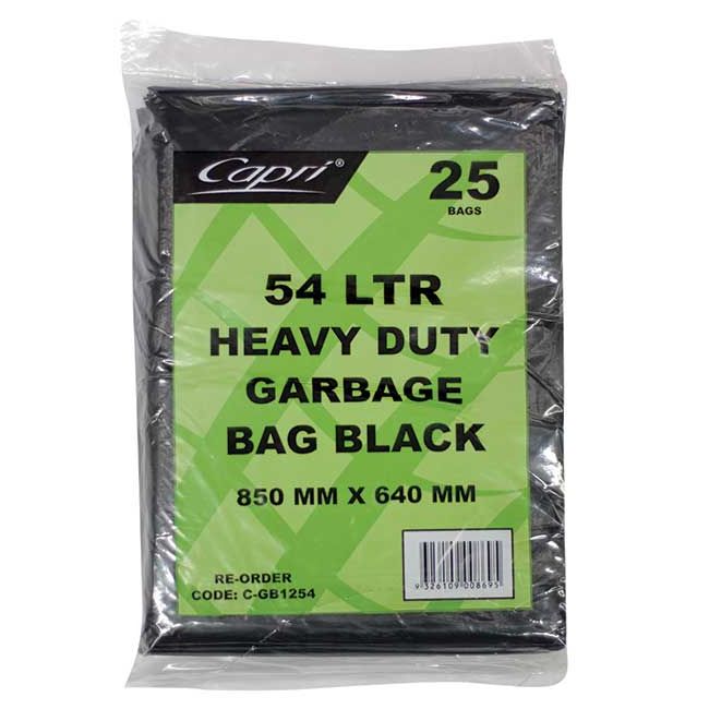 GARBAGE BAGS CAPRI 54 LITRES  BLACK PK25