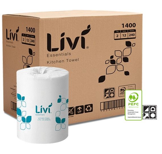KITCHEN TOWEL LIVI ESSENTIALS 2PLY 240S