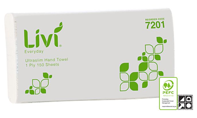 PAPER TOWEL LIVI BASICS ULTRASLIM 1PLY 150S