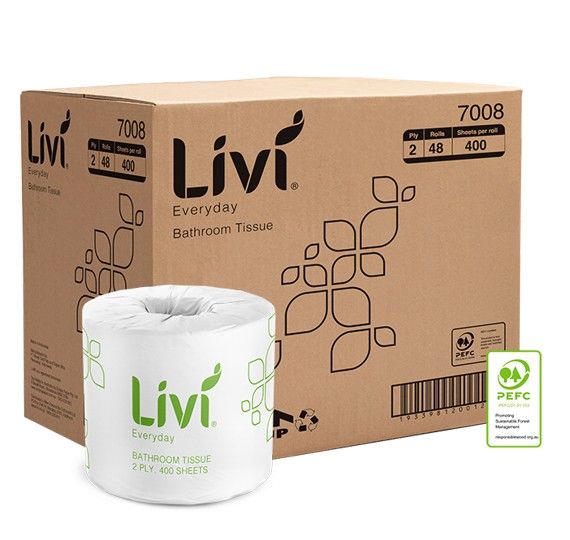 TOILET TISSUE LIVI BASICS 2PLY 400S