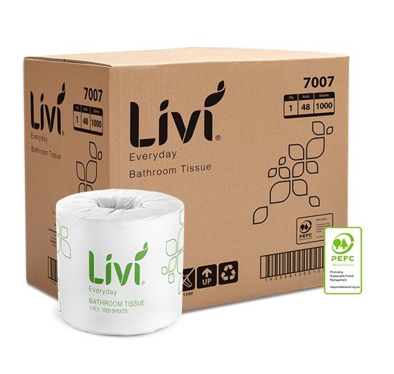 TOILET TISSUE LIVI BASICS 1PLY 1000S