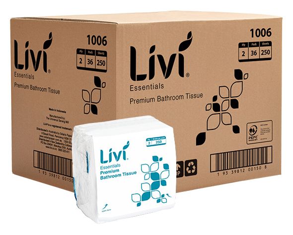 TOILET TISSUE LIVI ESSENTIALS INTERLEAVED 2PLY 250S