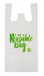 BAGS SINGLET CAPRI 420X220X130MM SML REUSABLE 36 MICRON WHITE PK100