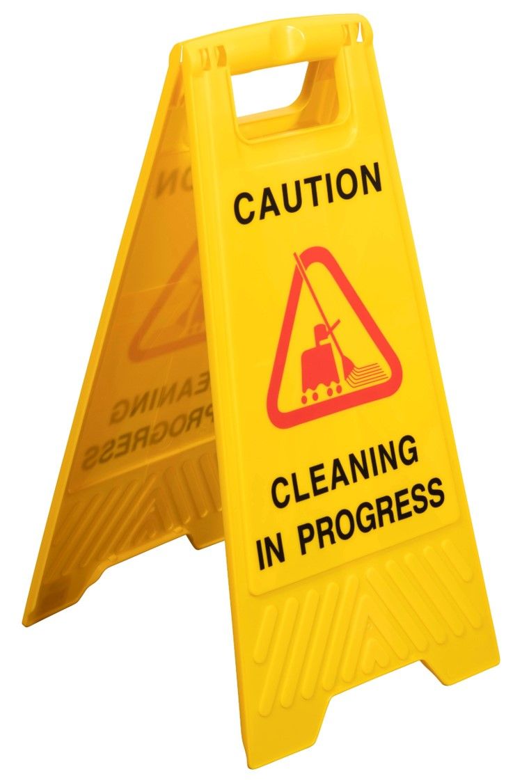 SAFETY SIGN CLEANLINK 32X31X65CM CLEANING IN PROGRESS YELLOW