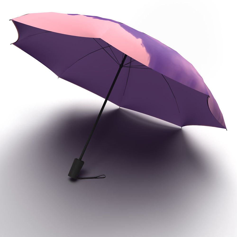 UMBRELLA JUMBLE & CO DOUBLE LAYERED UPS & DOWNS ONE BUTTON AUTO POLY PURPLE