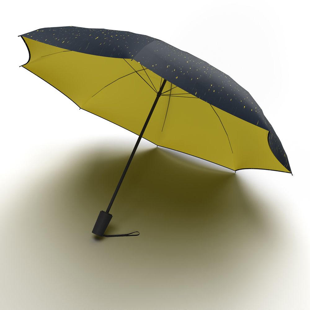 UMBRELLA JUMBLE & CO DOUBLE LAYERED UPS & DOWNS ONE BUTTON AUTO POLY YELLOW