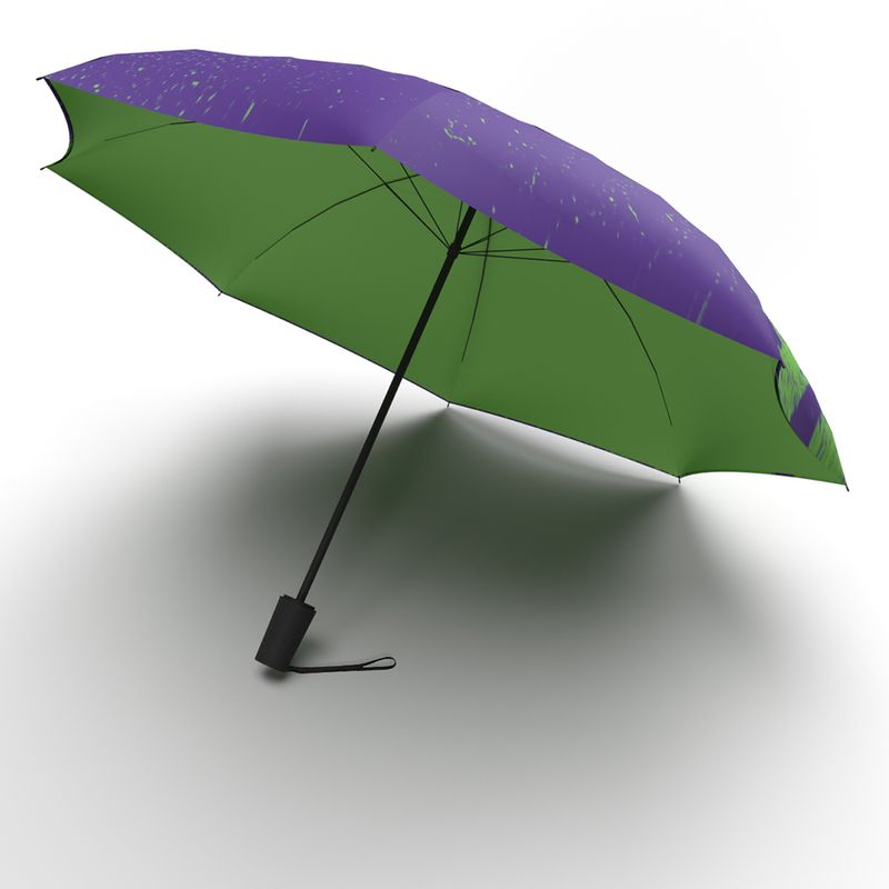 UMBRELLA JUMBLE & CO DOUBLE LAYERED UPS & DOWNS ONE BUTTON AUTO POLY GREEN