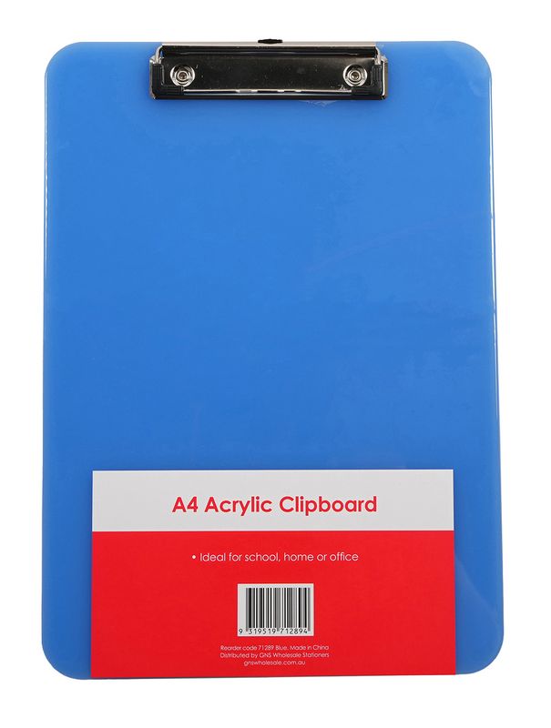 CLIPBOARD GNS A4 ACRYLIC BLUE