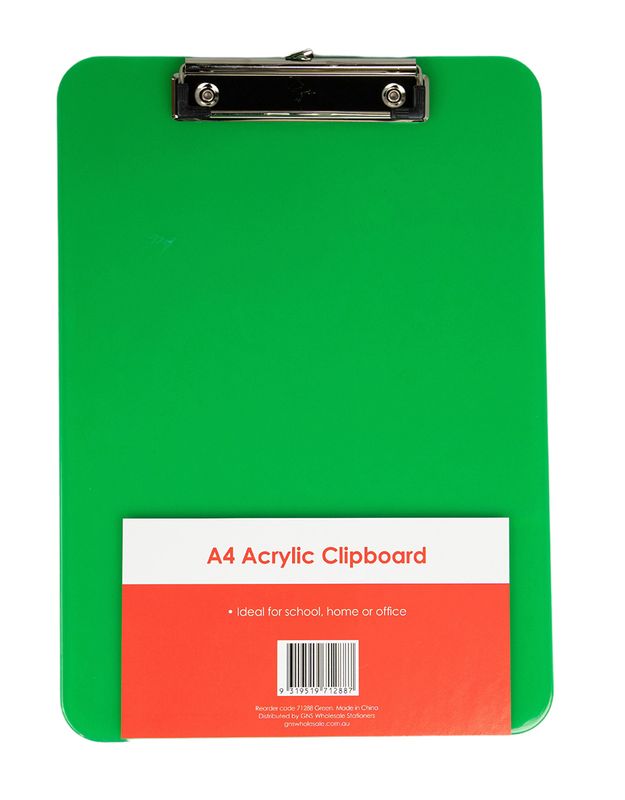 CLIPBOARD GNS A4 ACRYLIC GREEN