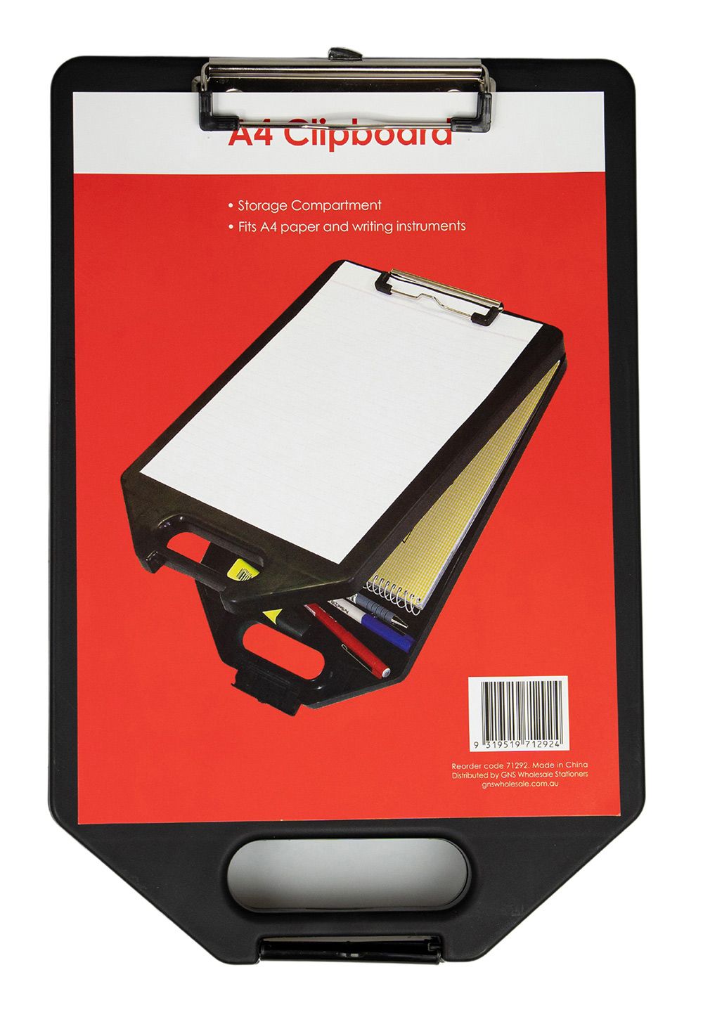 CLIPBOARD GNS A4 WITH STORAGE BLACK