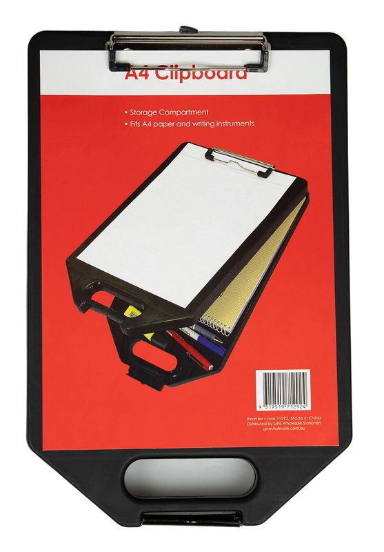 CLIPBOARD GNS A4 WITH STORAGE BLACK